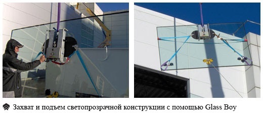 Захват и подъем светопрозрачной конструкции с помощью Glass Boy